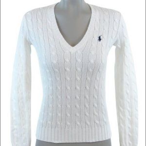 Ralph Lauren White Cable Knit Sweater